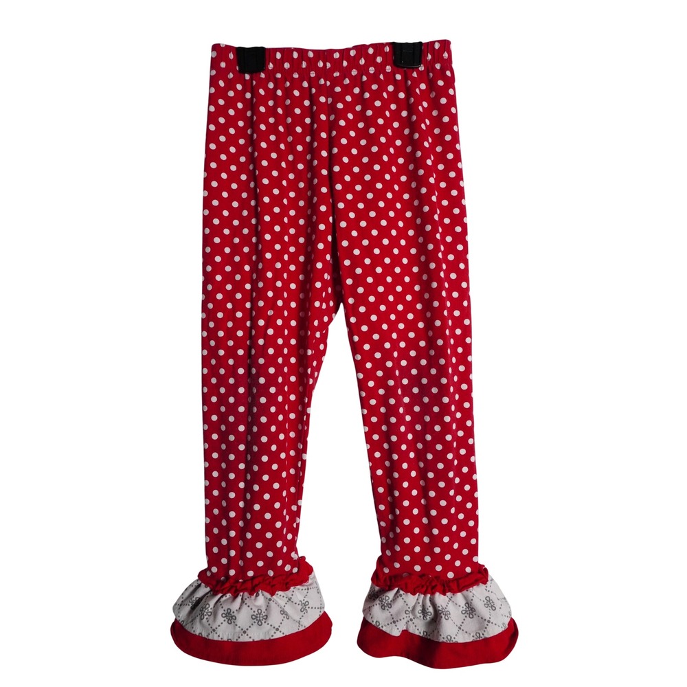 Rare Editions Leggings 6X Boutique Ruffle Hem Polka Dot Red White